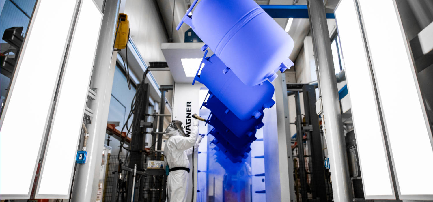 blue powder coating process